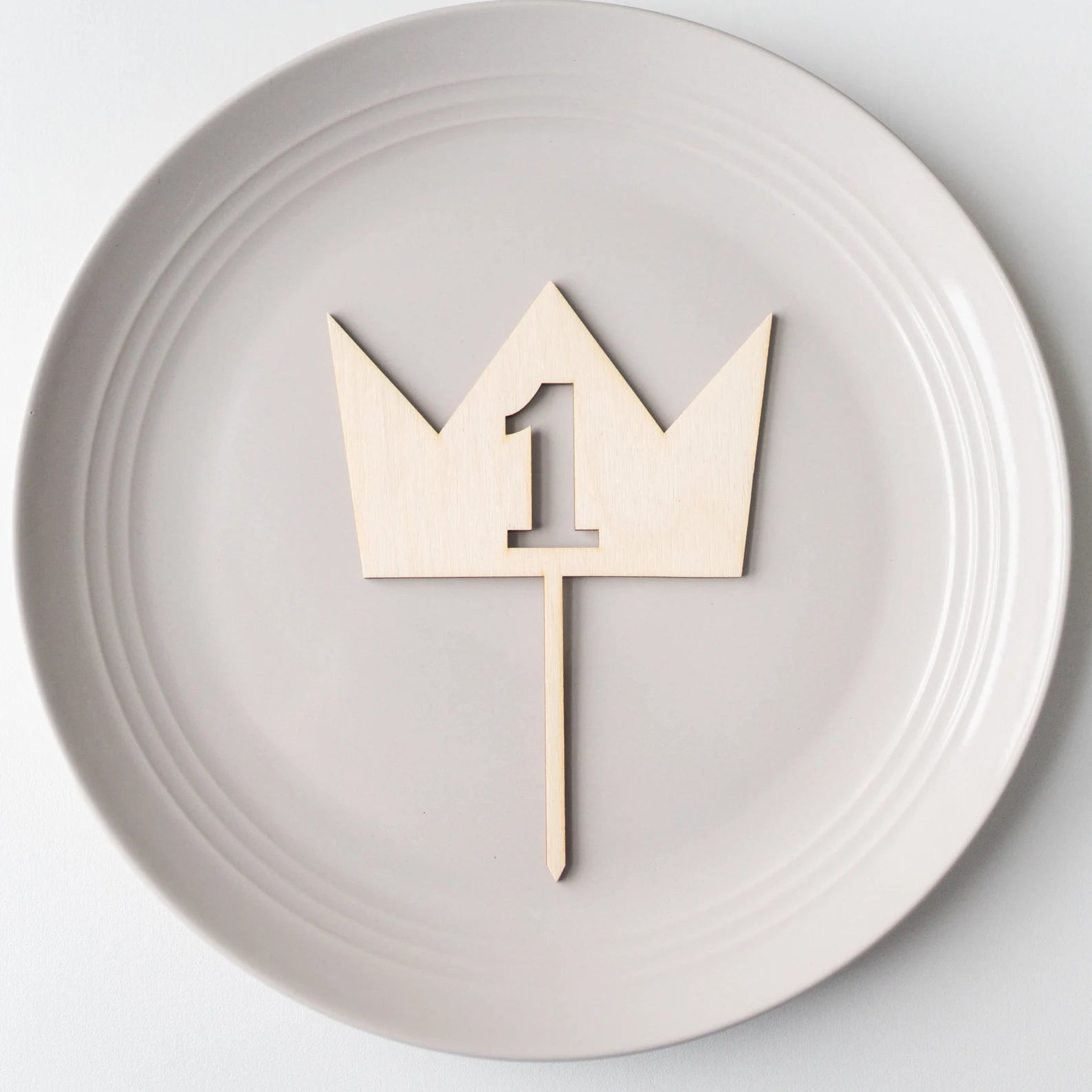 Crown First Birthday Wood Cake Topper Birch Bar + Co. 