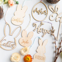 Wood Personalized Bunny Tag with Ears Birch Bar + Co. 