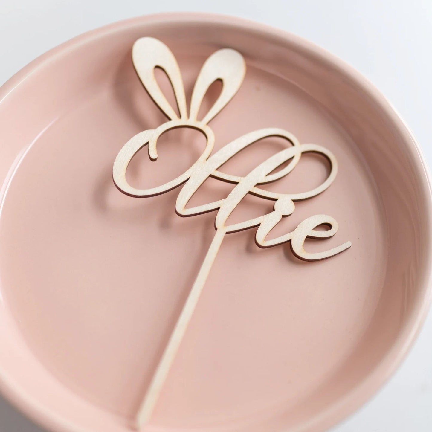 Personalized Bunny Name Wood Cake Topper Birch Bar + Co. 
