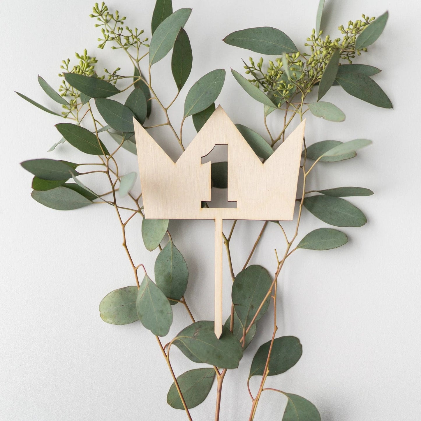 Crown First Birthday Wood Cake Topper Birch Bar + Co. 