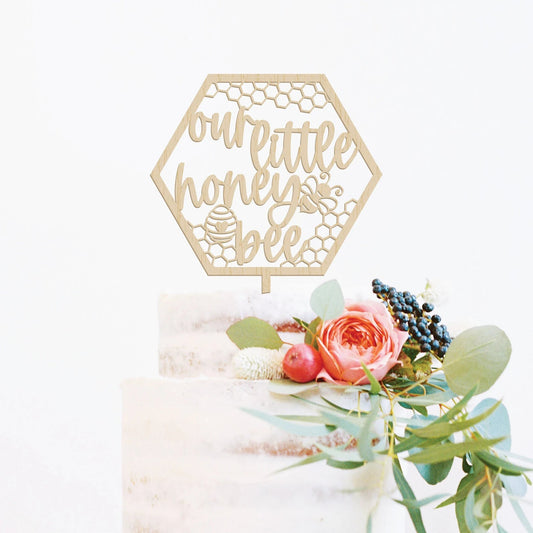 Our Little Honey Bee Wood Cake Topper Birch Bar + Co. 