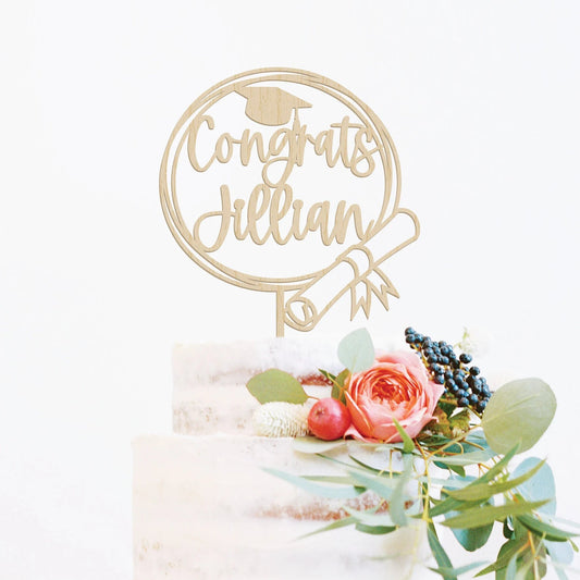 Graduation Wood Cake Topper Birch Bar + Co. 