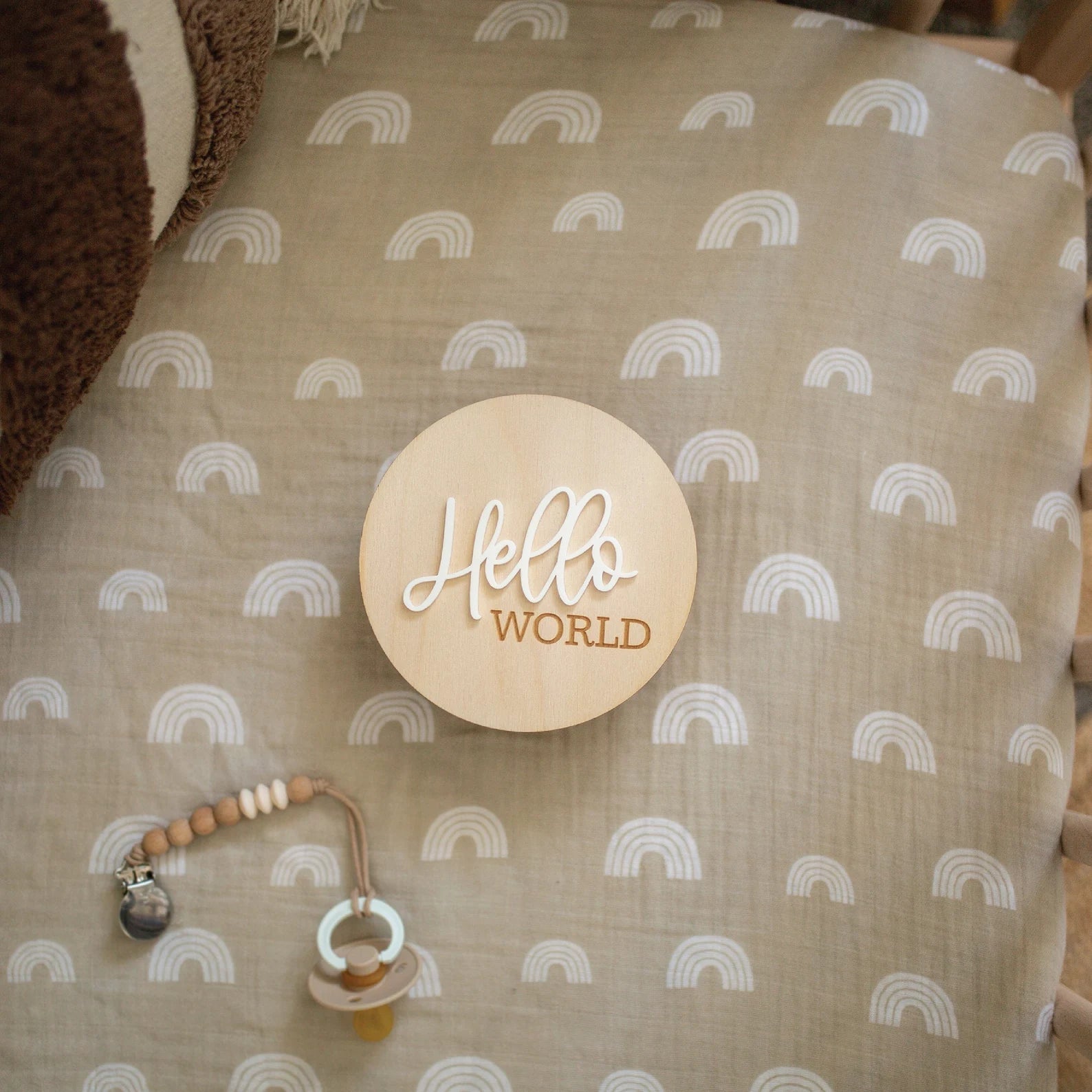 Hello World Baby Sign for New Baby Birch Bar + Co. 
