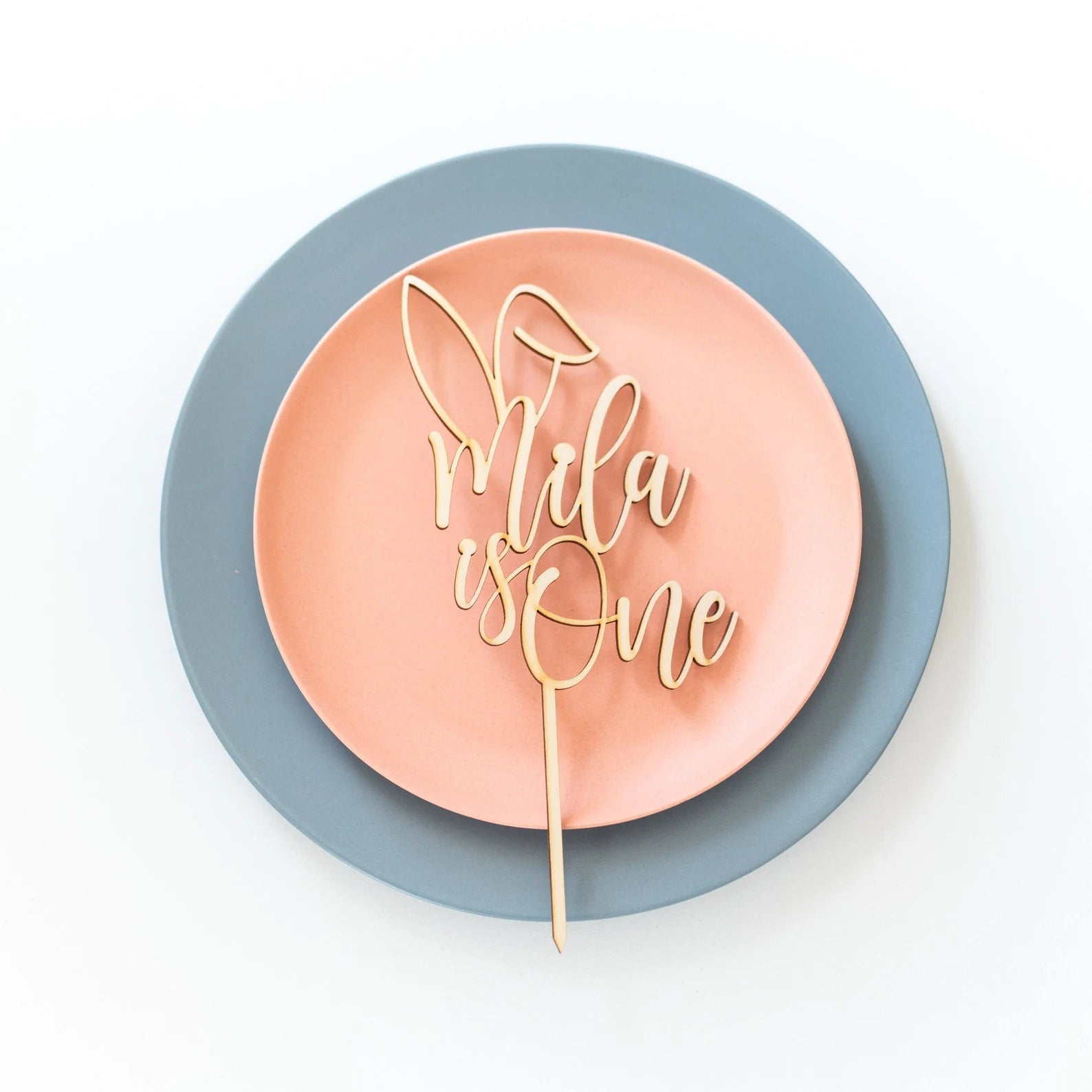 Bunny One Wood Cake Topper Birch Bar + Co. 
