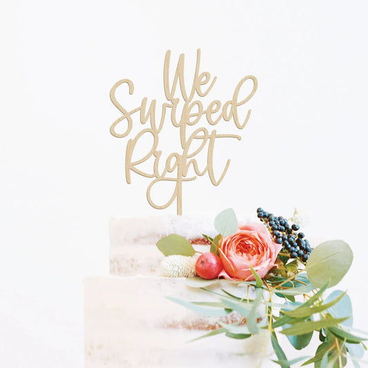 We Swiped Right Wood Cake Topper Birch Bar + Co. 