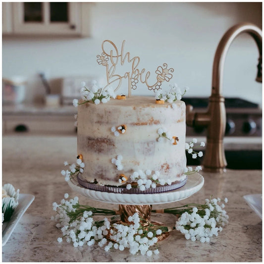 Oh Babee Wood Cake Topper Birch Bar + Co. 