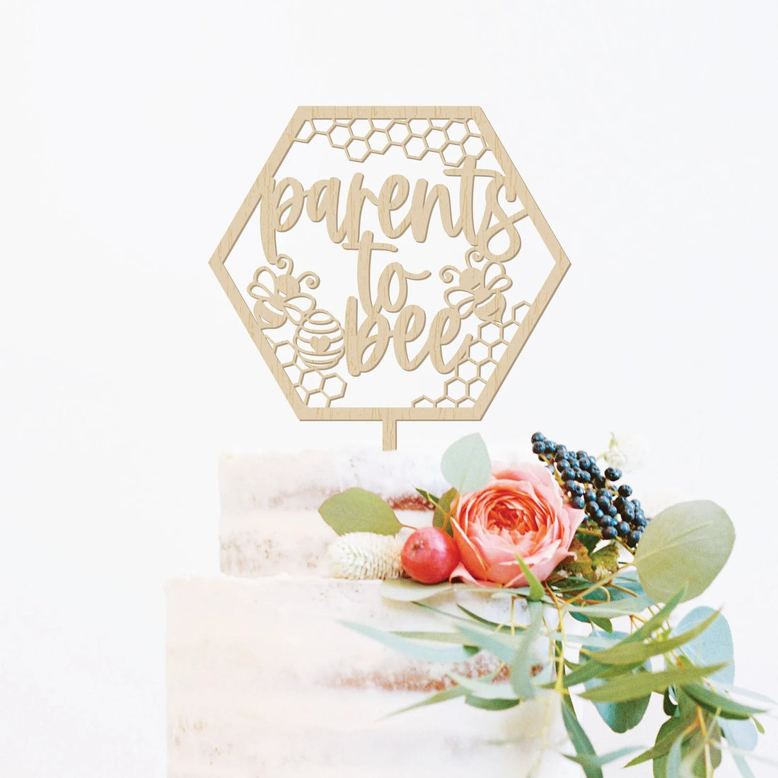 Parents To Bee Wood Cake Topper Birch Bar + Co. 