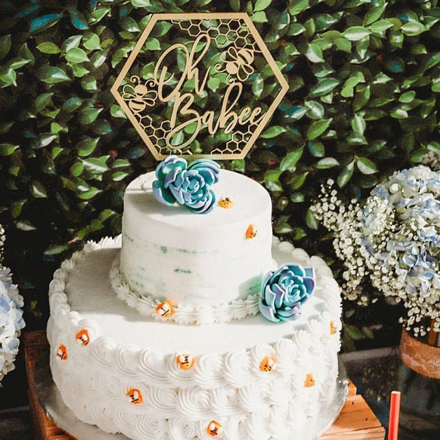 Oh Babee Wood Cake Topper Birch Bar + Co. 