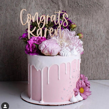 Personalized Congrats Graduation Wood Cake Topper Birch Bar + Co. 