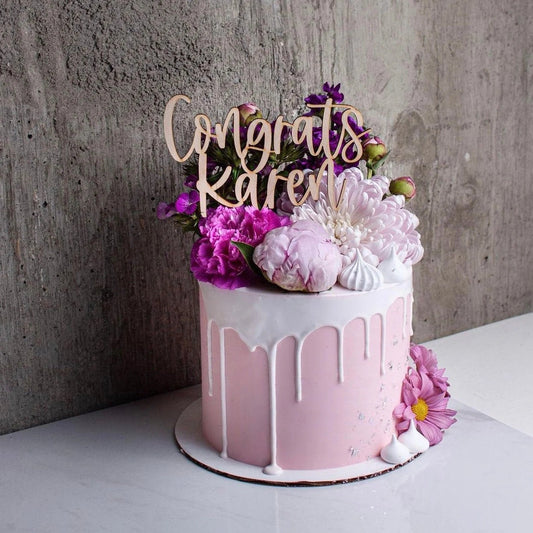 Personalized Congrats Graduation Wood Cake Topper Birch Bar + Co. 