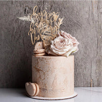 Personalized Happy Birthday Wood Cake Topper Birch Bar + Co. 