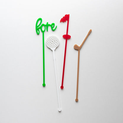 Golf Themed Acrylic Swizzle Sticks Birch Bar + Co. 