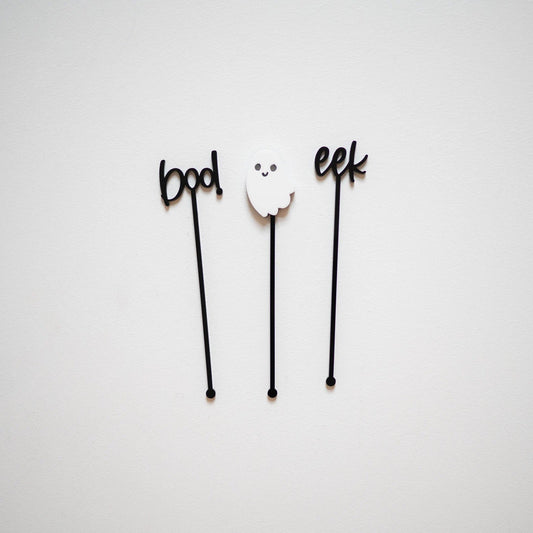 Halloween Boo Acrylic Swizzle Sticks Birch Bar + Co. 