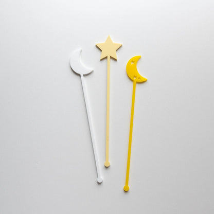 Star + Moon Acrylic Swizzle Sticks Birch Bar + Co. 
