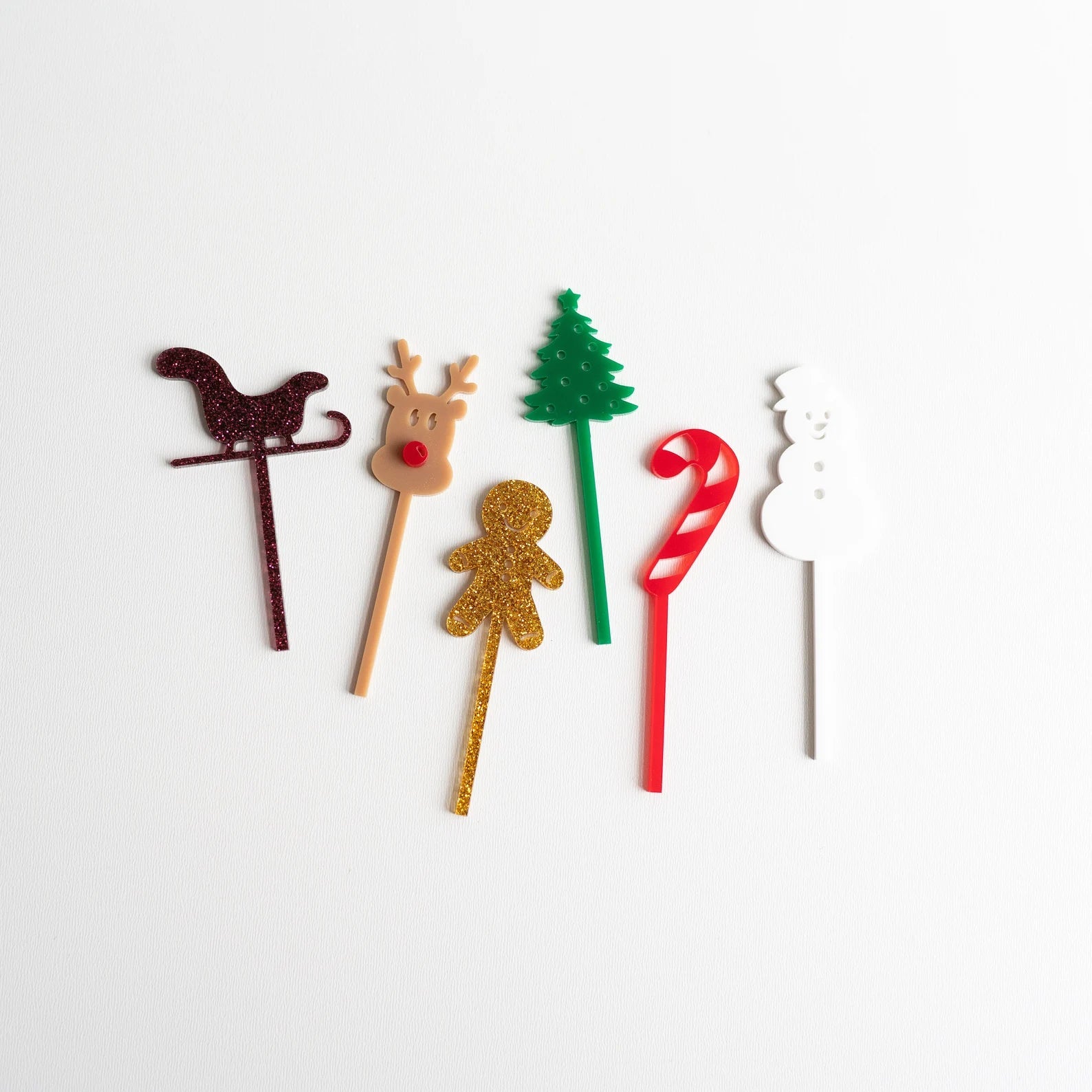 Christmas Acrylic Cupcake Toppers Birch Bar + Co. 