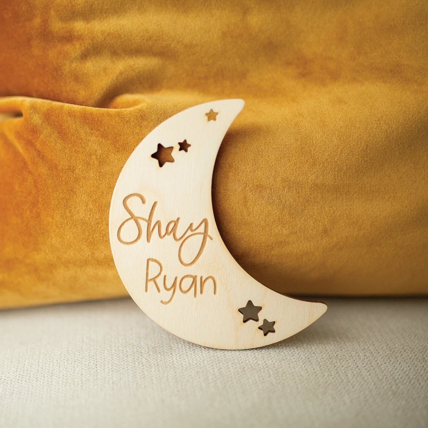 Engraved Moon Name Sign Birch Bar + Co. 