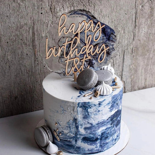 Personalized Happy Birthday Wood Cake Topper Birch Bar + Co. 