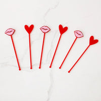 Heart + Lips Acrylic Swizzle Sticks Birch Bar + Co. 