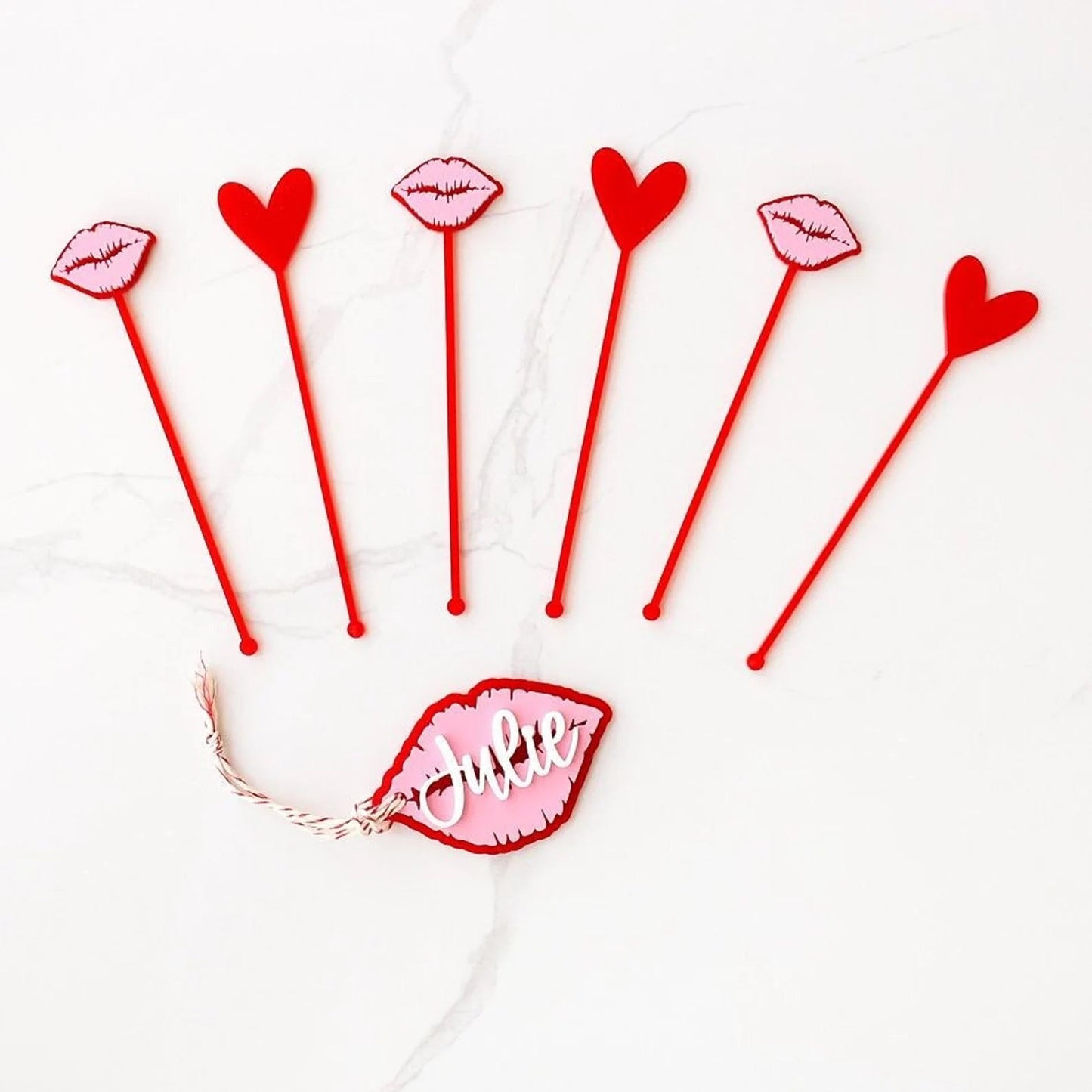 Heart + Lips Acrylic Swizzle Sticks Birch Bar + Co. 