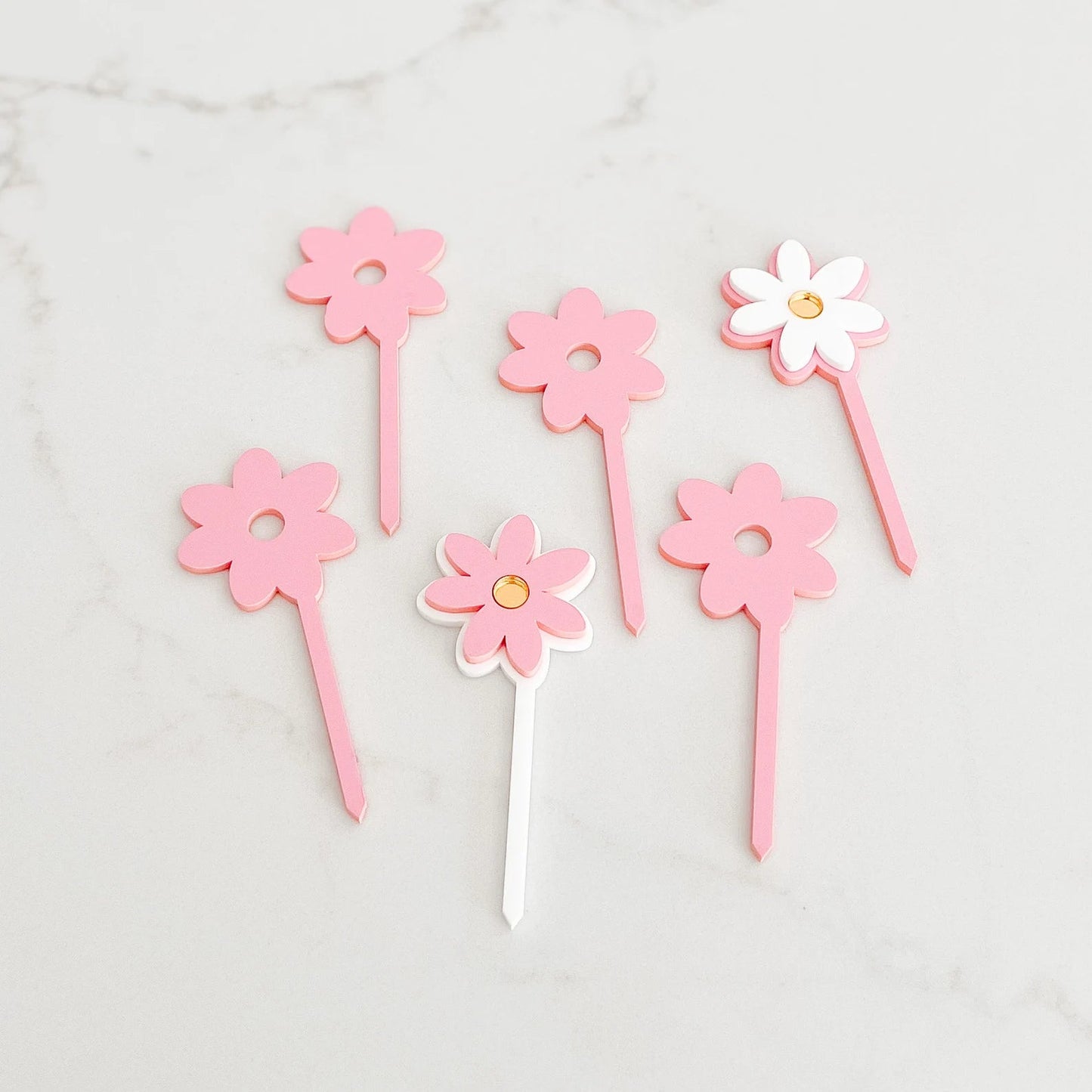 Daisy Acrylic Cupcake Toppers Birch Bar + Co. 