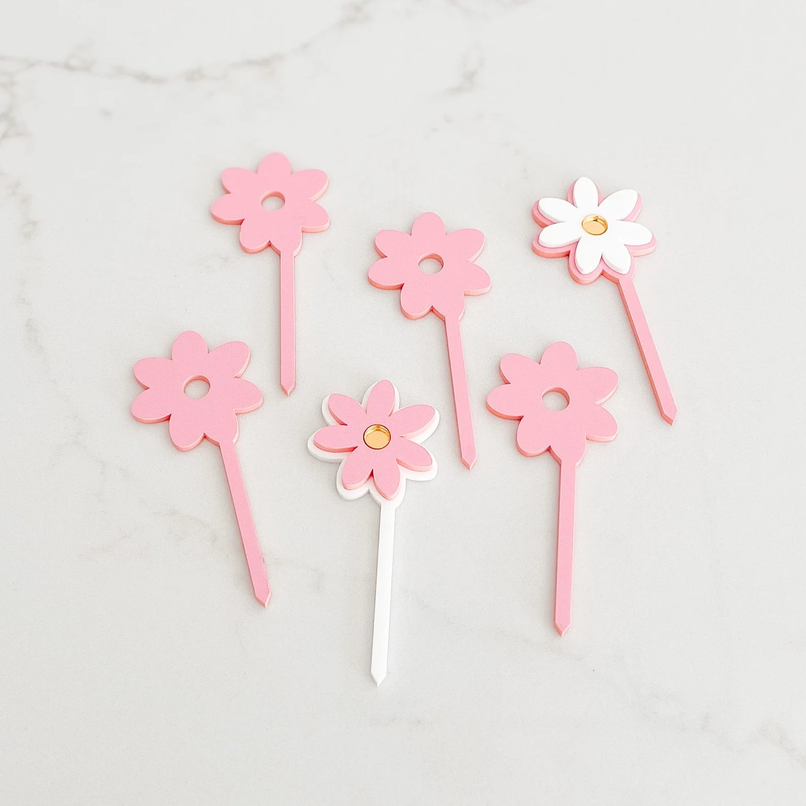 Daisy Acrylic Cupcake Toppers Birch Bar + Co. 