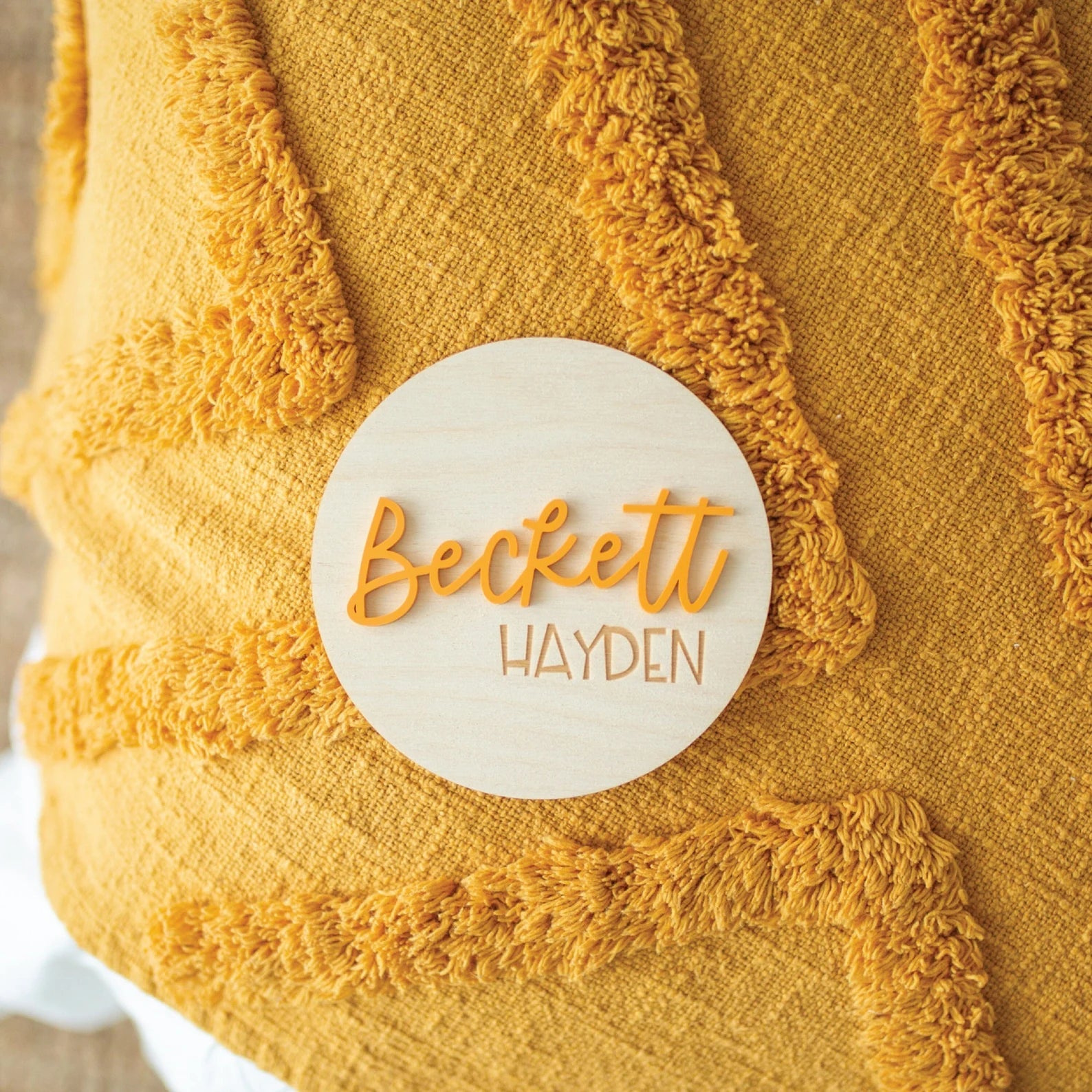Wooden Birth Announcement with Names Birch Bar + Co. 
