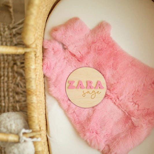Wooden Birth Announcement with Names Birch Bar + Co. 