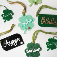 Personalized Acrylic Frosted Shamrock Tag Birch Bar + Co. 