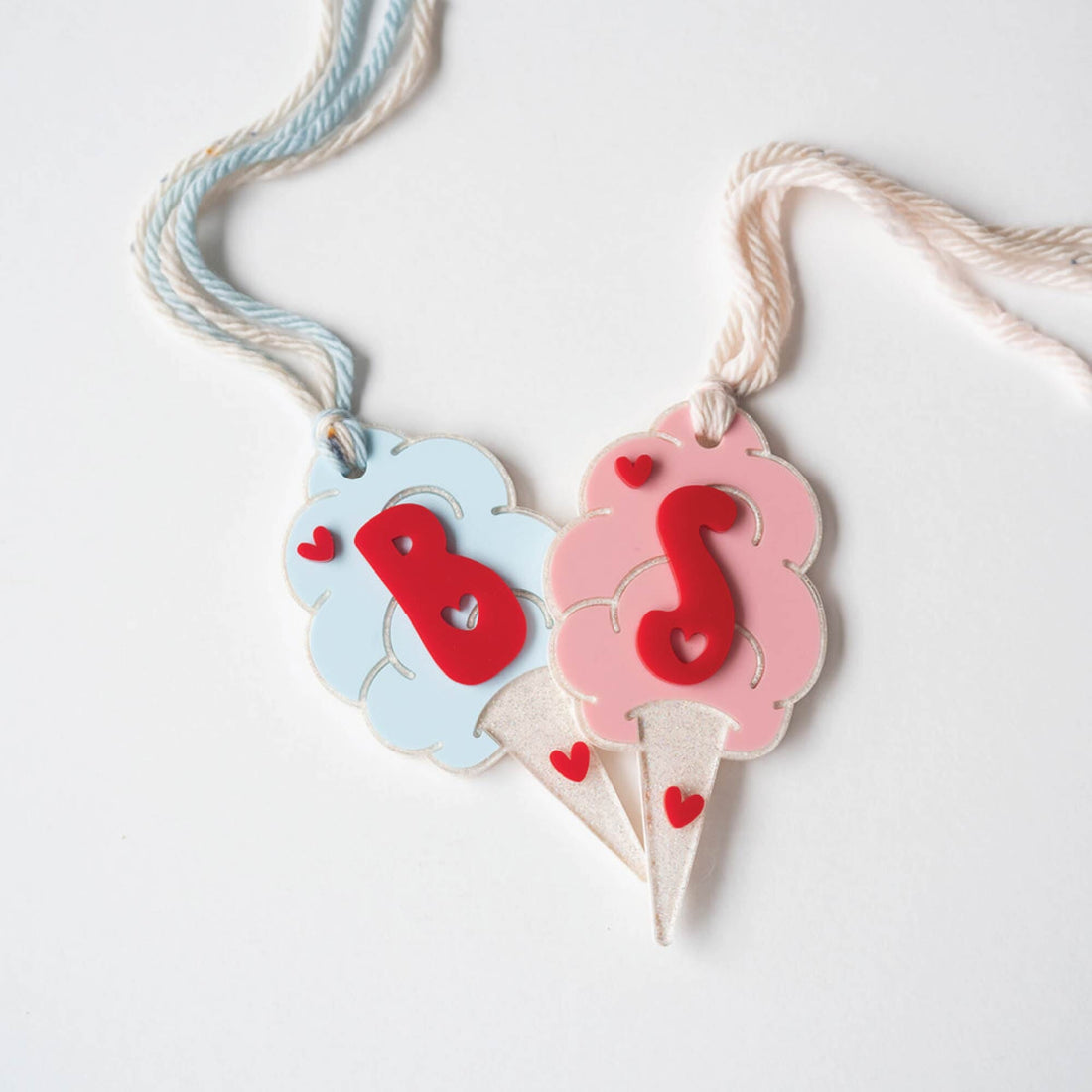 Personalized Cotton Candy Heart Tag Birch Bar + Co. 