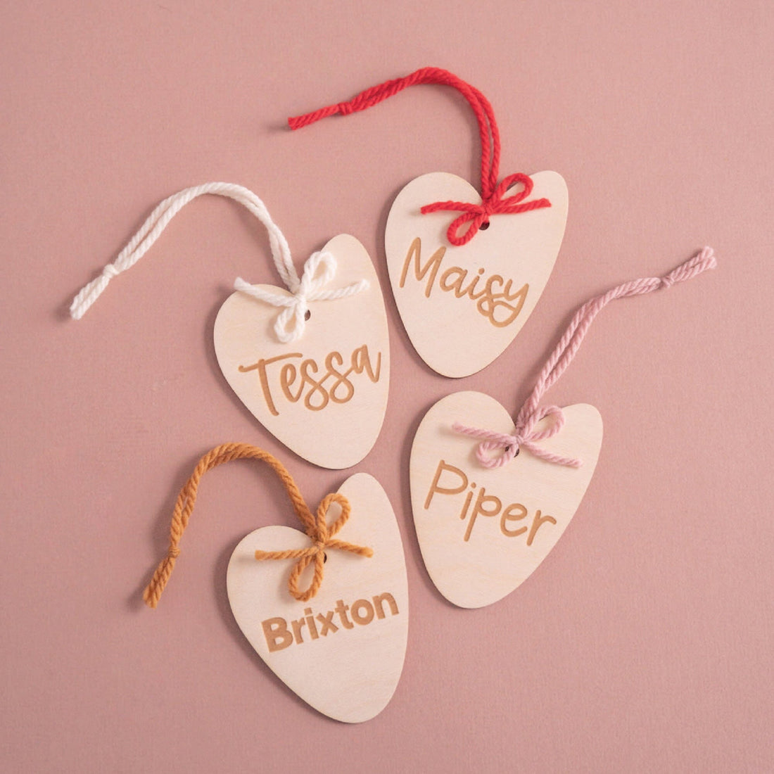 Wooden Engraved Personalized Heart Tag Birch Bar + Co. 