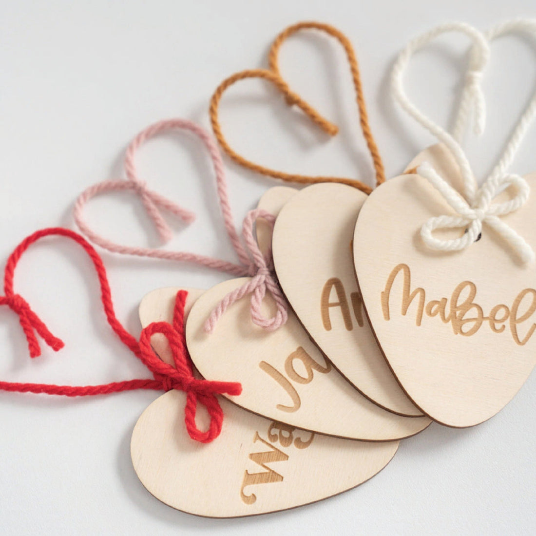 Wooden Engraved Personalized Heart Tag Birch Bar + Co. 