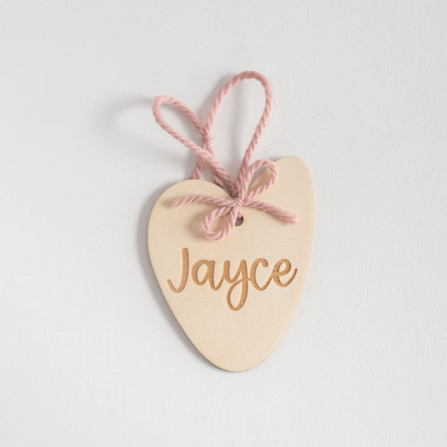 Wooden Engraved Personalized Heart Tag Birch Bar + Co. 