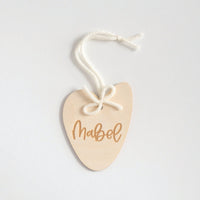 Wooden Engraved Personalized Heart Tag Birch Bar + Co. 